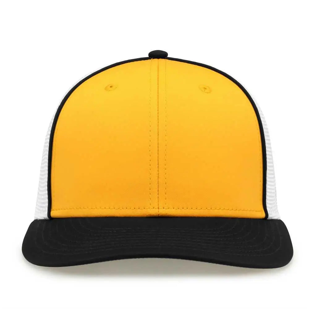 The Game GB483P On-Field GameChanger with Piping & Diamond Mesh Cap - Athletic Gold Black