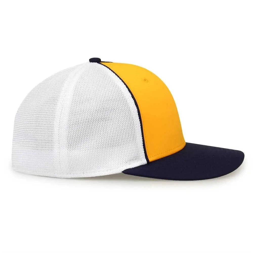 The Game GB483P On-Field GameChanger with Piping & Diamond Mesh Cap - Athletic Gold Navy