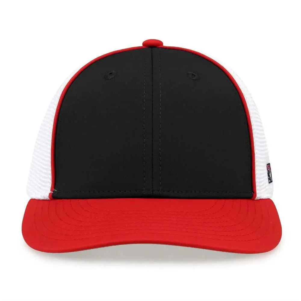 The Game GB483P On-Field GameChanger with Piping & Diamond Mesh Cap - Black Red
