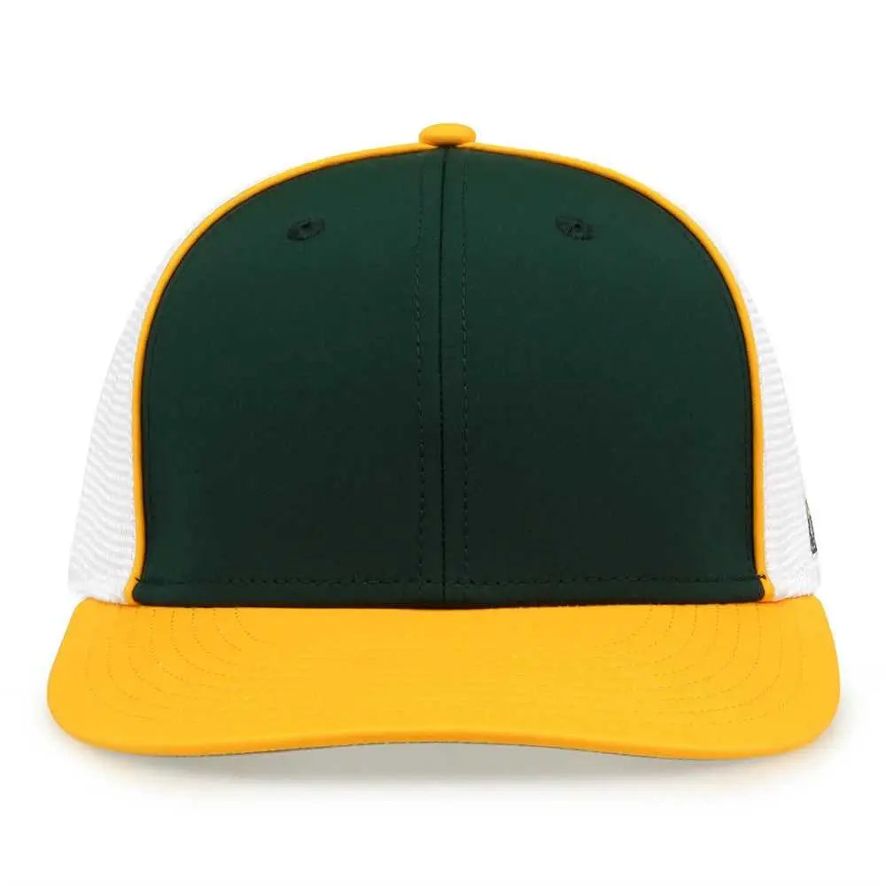 The Game GB483P On-Field GameChanger with Piping & Diamond Mesh Cap - Dark Green Gold