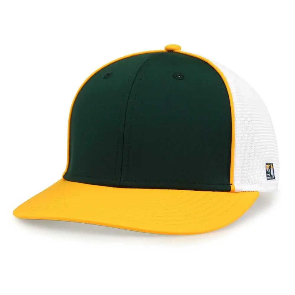 The Game GB483P On-Field GameChanger with Piping & Diamond Mesh Cap - Dark Green Gold