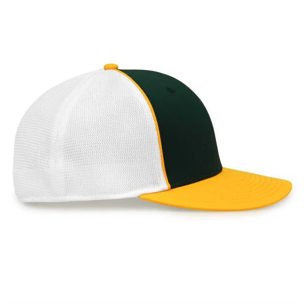 The Game GB483P On-Field GameChanger with Piping & Diamond Mesh Cap - Dark Green Gold