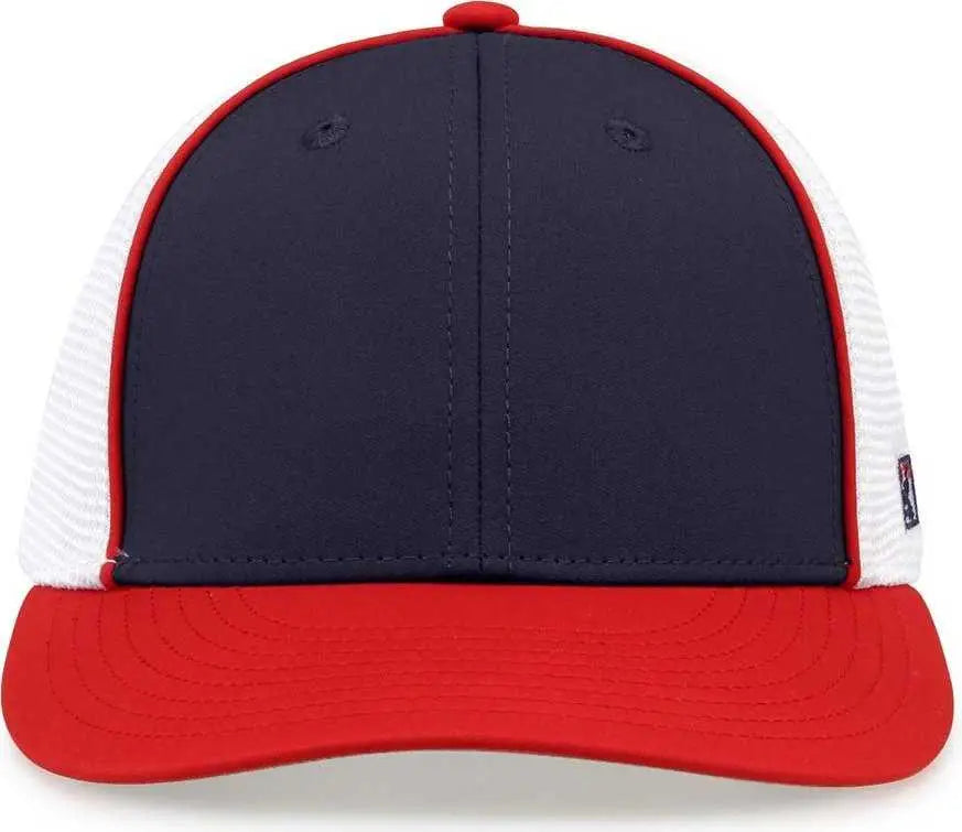 The Game GB483P On-Field GameChanger with Piping & Diamond Mesh Cap - Navy Red