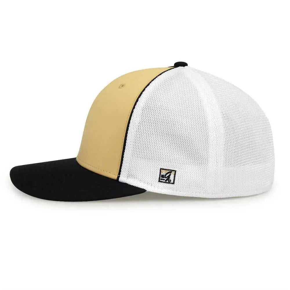 The Game GB483P On-Field GameChanger with Piping & Diamond Mesh Cap - Vegas Gold Black