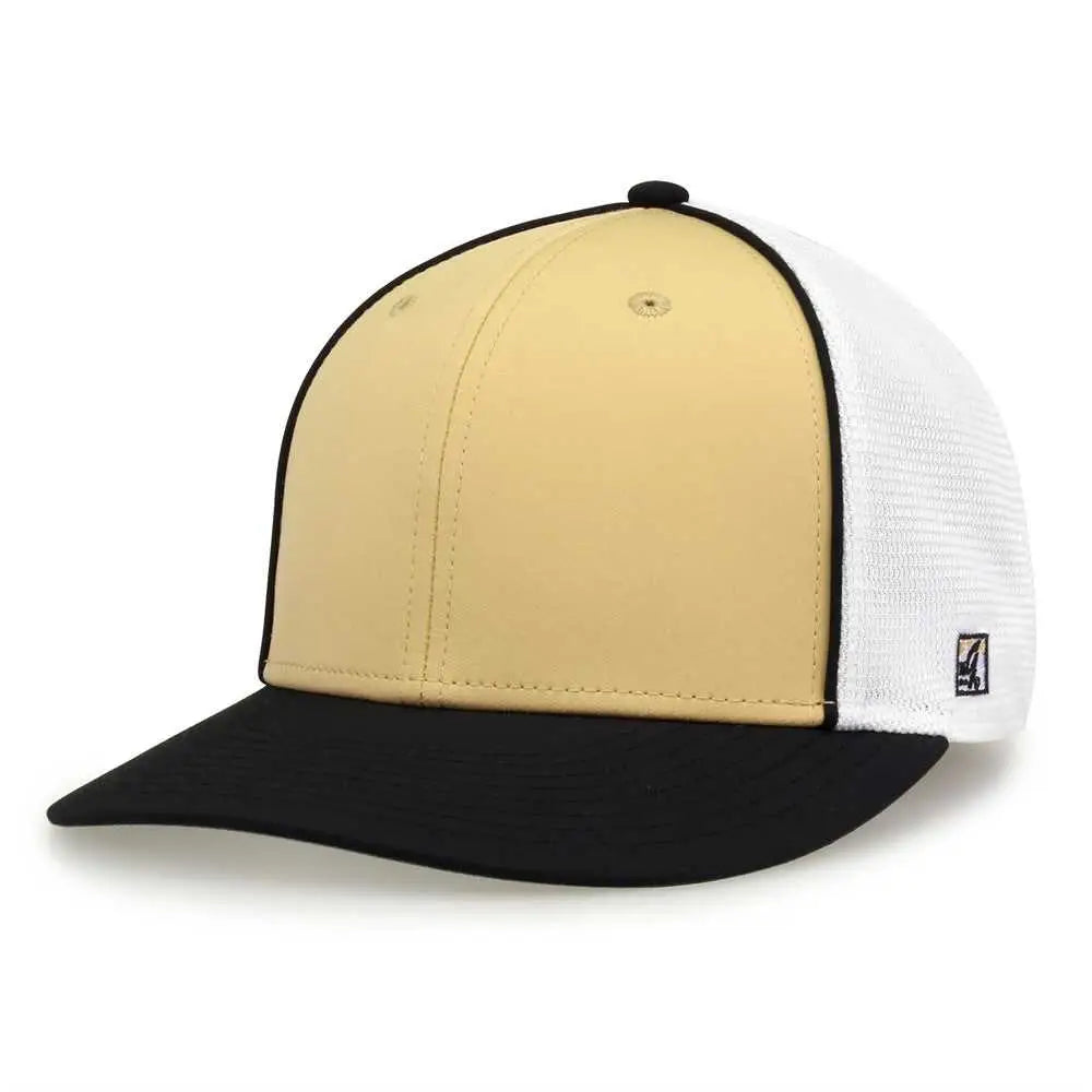 The Game GB483P On-Field GameChanger with Piping & Diamond Mesh Cap - Vegas Gold Black