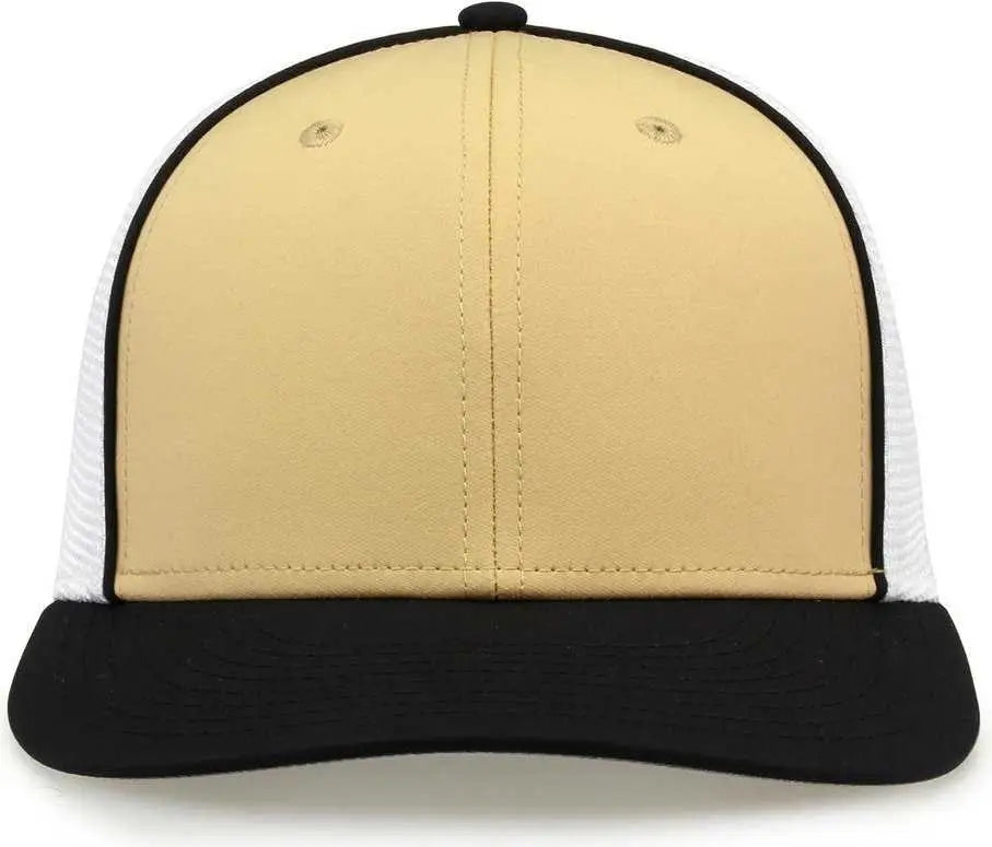 The Game GB483P On-Field GameChanger with Piping & Diamond Mesh Cap - Vegas Gold Black