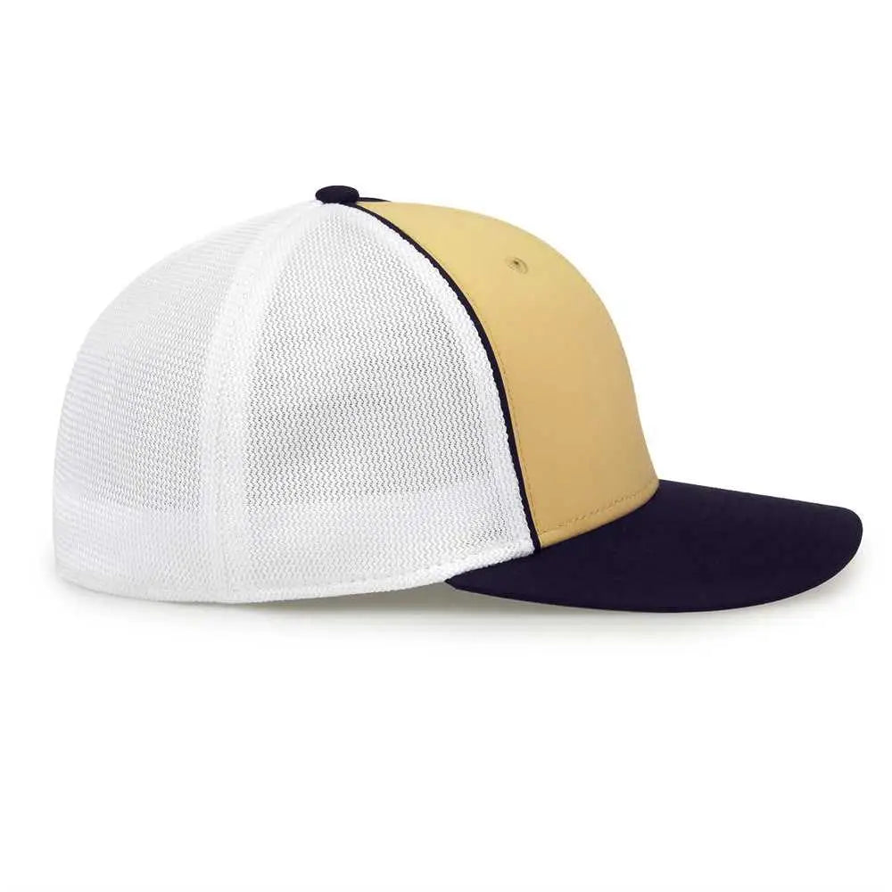 The Game GB483P On-Field GameChanger with Piping & Diamond Mesh Cap - Vegas Gold Navy