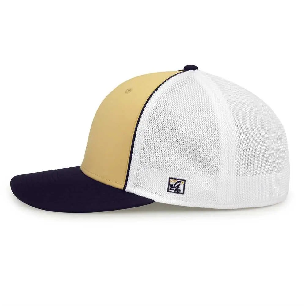 The Game GB483P On-Field GameChanger with Piping & Diamond Mesh Cap - Vegas Gold Navy