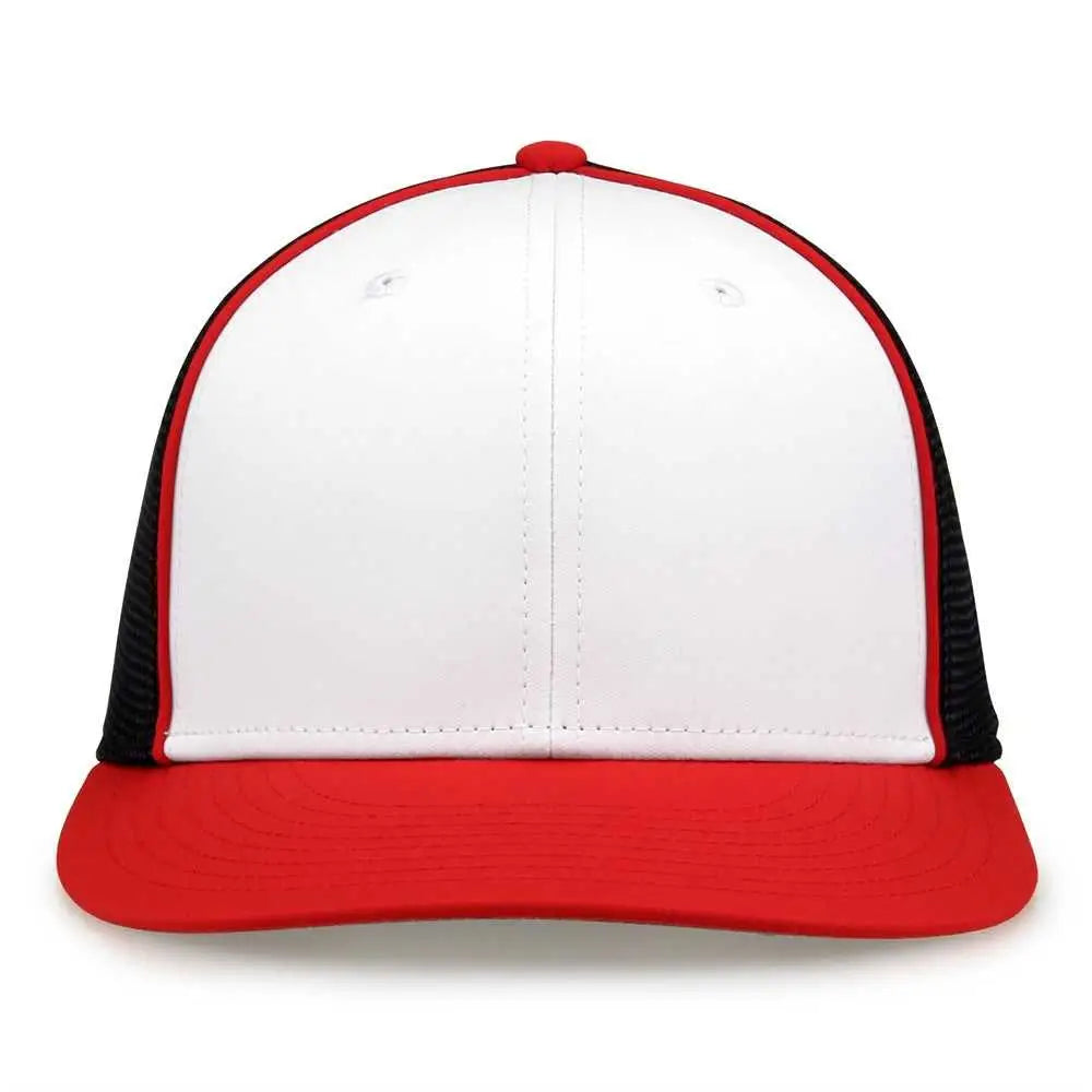 The Game GB483P On-Field GameChanger with Piping & Diamond Mesh Cap - White Red Black