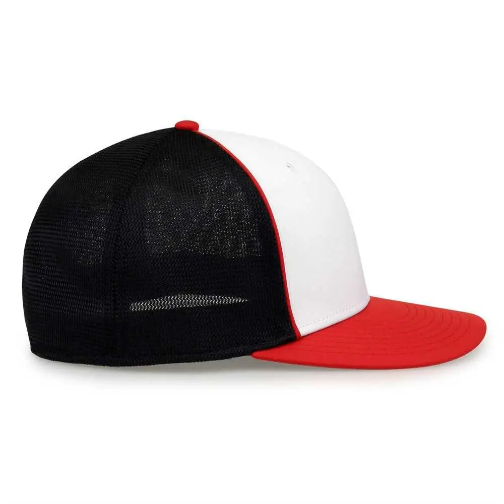 The Game GB483P On-Field GameChanger with Piping & Diamond Mesh Cap - White Red Black