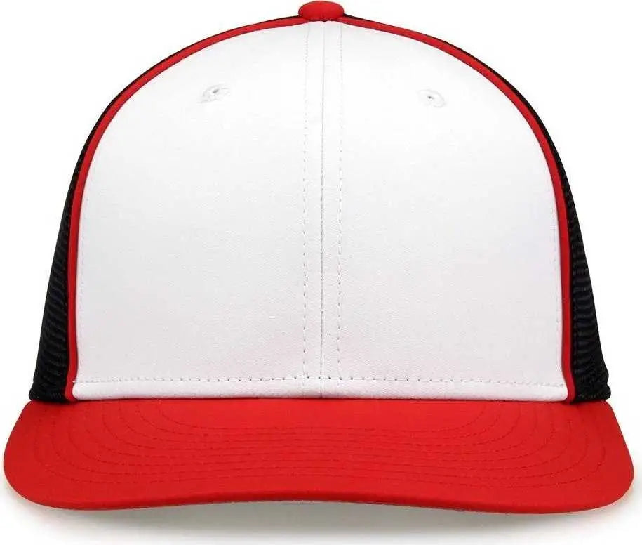 The Game GB483P On-Field GameChanger with Piping & Diamond Mesh Cap - White Red Black