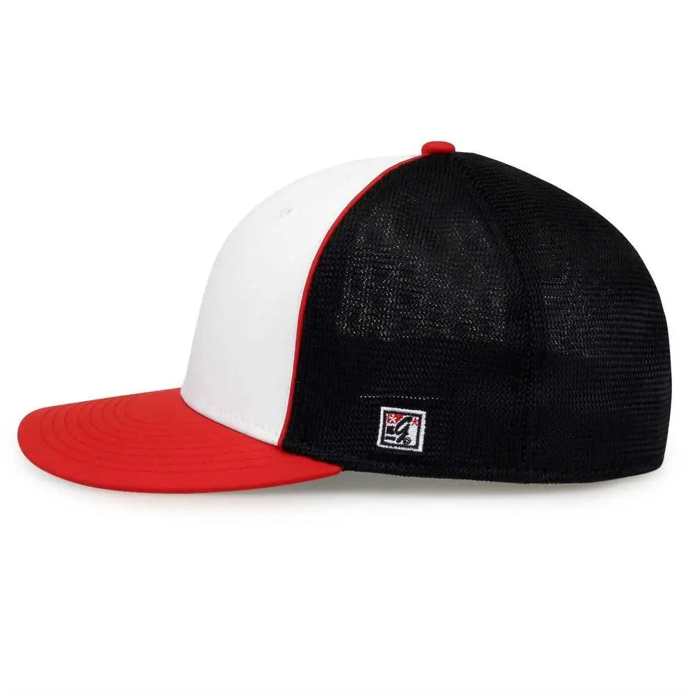 The Game GB483P On-Field GameChanger with Piping & Diamond Mesh Cap - White Red Black