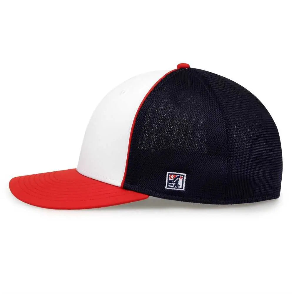 The Game GB483P On-Field GameChanger with Piping & Diamond Mesh Cap - White Red Navy