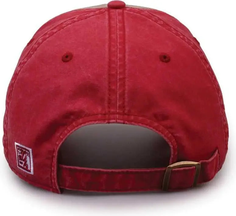 The Game GB516 Twill Color Block Cap - Khaki Redwood - Khaki Cardinal / 6 7/8’’ - 7 5/8’’