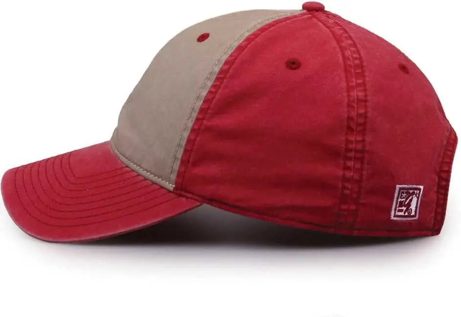 The Game GB516 Twill Color Block Cap - Khaki Redwood - Khaki Cardinal / 6 7/8’’ - 7 5/8’’