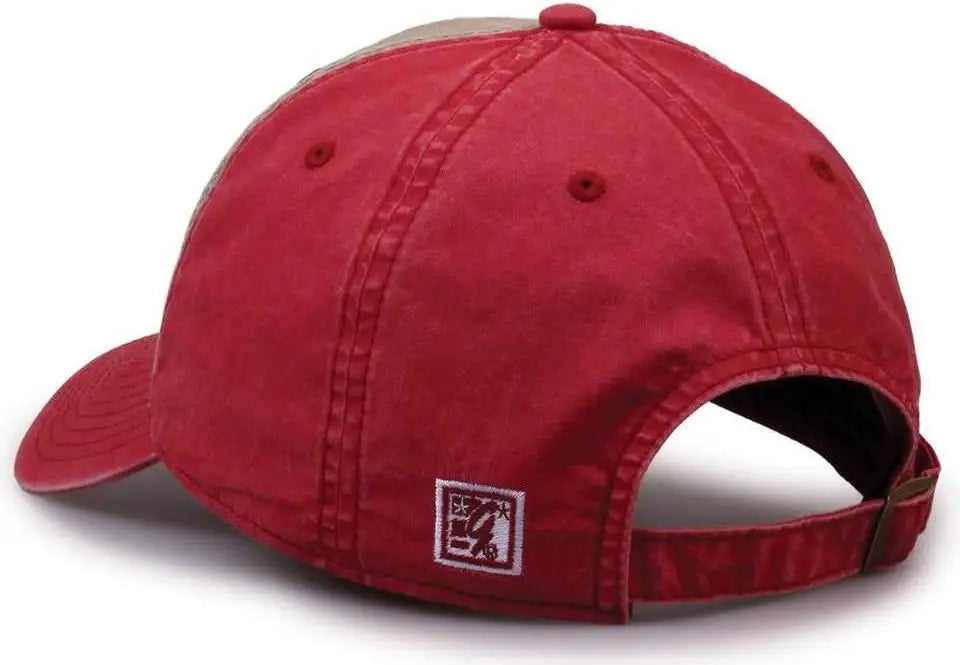The Game GB516 Twill Color Block Cap - Khaki Redwood - Khaki Cardinal / 6 7/8’’ - 7 5/8’’