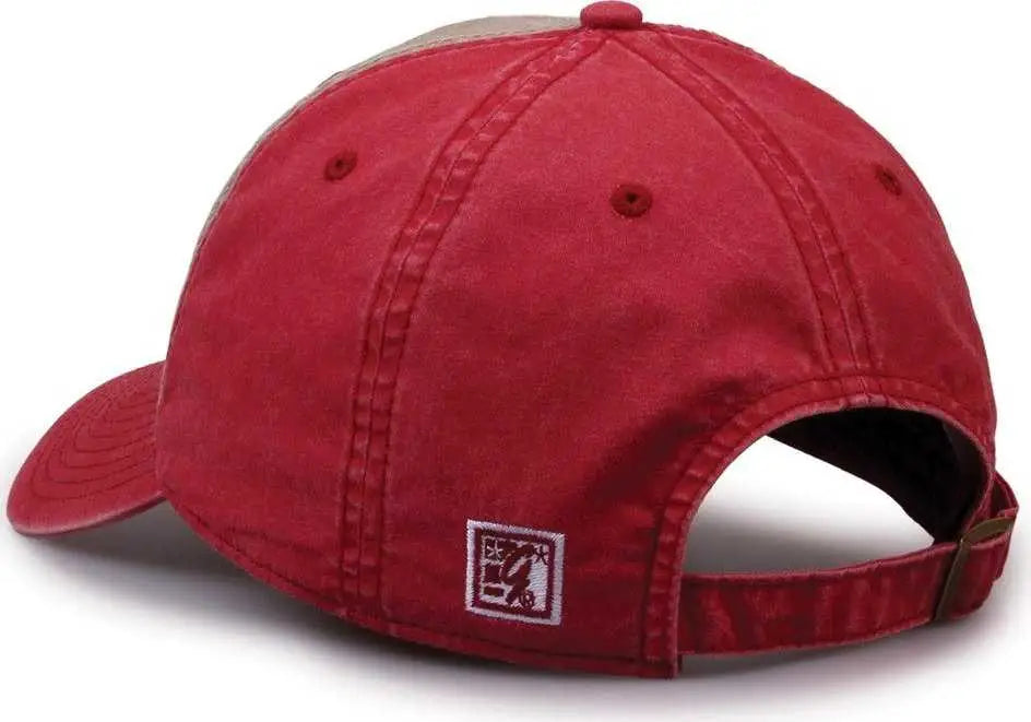 The Game GB516 Twill Color Block Cap - Khaki Redwood - Khaki Cardinal / 6 7/8’’ - 7 5/8’’