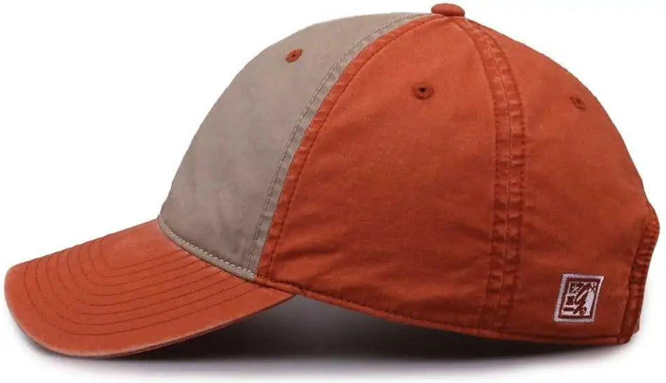 The Game GB516 Twill Color Block Cap - Khaki Tangy Tangerine - Khaki Burnt Orange / 6 7/8’’ - 7 5/8’’
