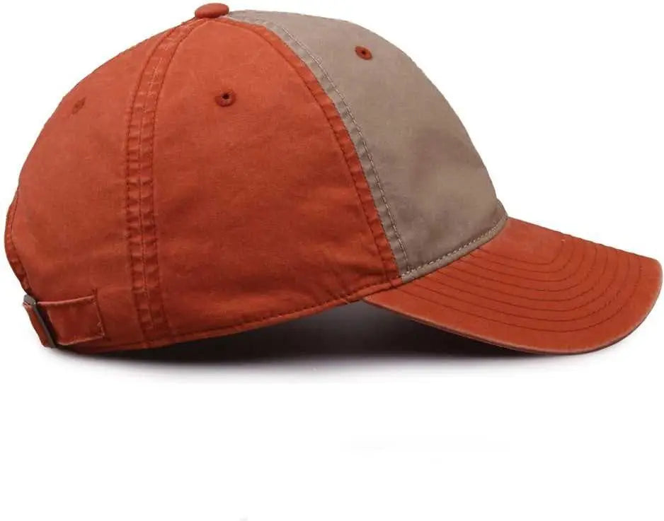 The Game GB516 Twill Color Block Cap - Khaki Tangy Tangerine - Khaki Burnt Orange / 6 7/8’’ - 7 5/8’’