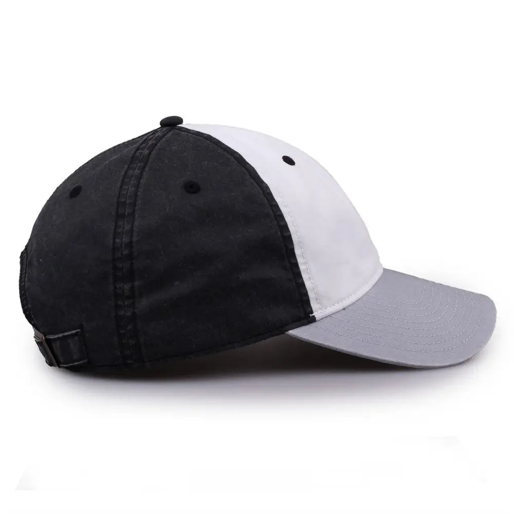 The Game GB516 Twill Color Block Cap - White Black Gray - White Black / 6 7/8’’ - 7 5/8’’
