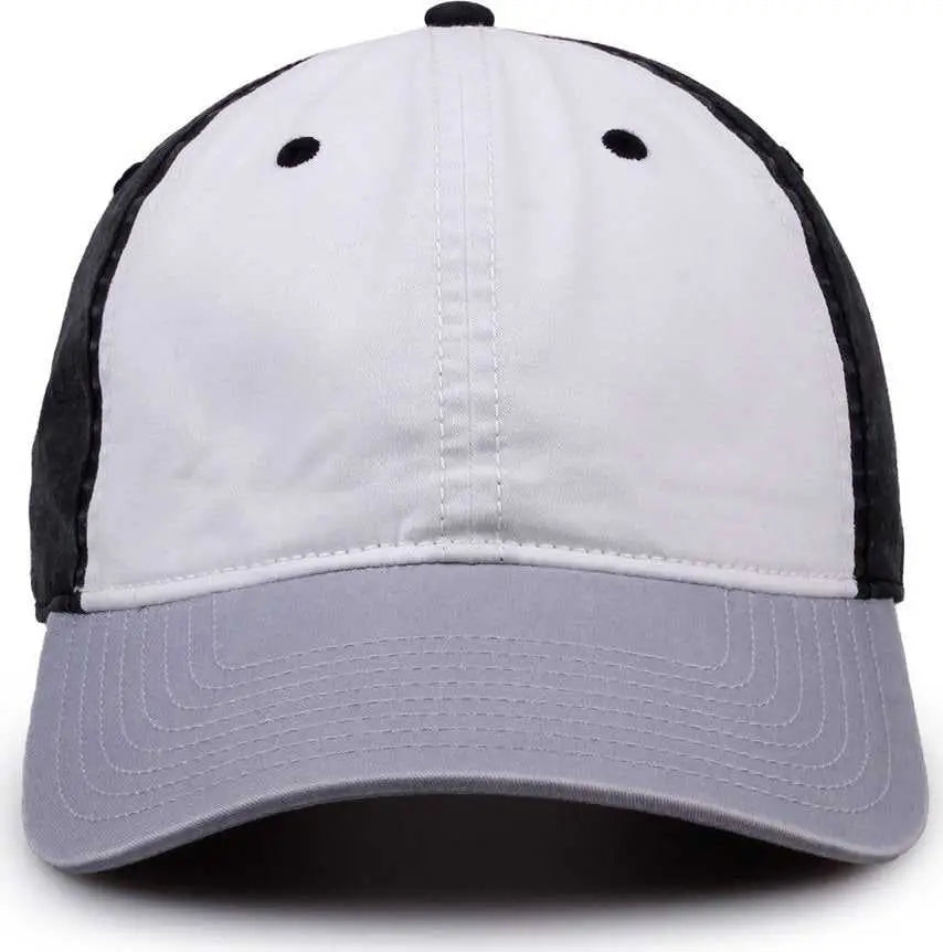 The Game GB516 Twill Color Block Cap - White Black Gray - White Black / 6 7/8’’ - 7 5/8’’