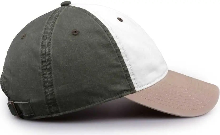 The Game GB516 Twill Color Block Cap - White Olive Atmosphere - White Olive Atmosphere / 6 7/8’’ - 7 5/8’’