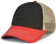The Game GB880 Soft Trucker Cap - Black Vintage Red - Black Red / One Size Fits Most