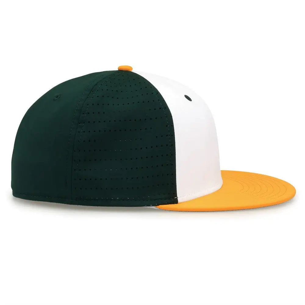 The Game GB998 Perforated GameChanger Cap - White Dark Green Athletic Gold