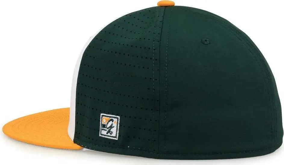 The Game GB998 Perforated GameChanger Cap - White Dark Green Athletic Gold
