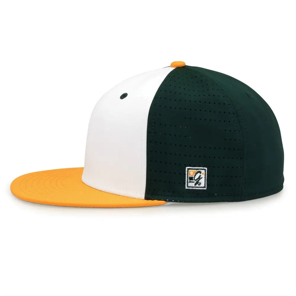 The Game GB998 Perforated GameChanger Cap - White Dark Green Athletic Gold