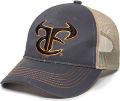 OC Sports TRU03A Weathered Cotton Mesh Back Cap - Dark Gray Beige - HIT a Double - 4