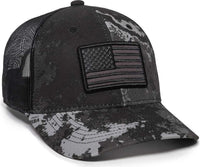 OC Sports USA-170 Polyester Camo Mesh Back Cap - Veil Tac-Black Black | HIT a Double