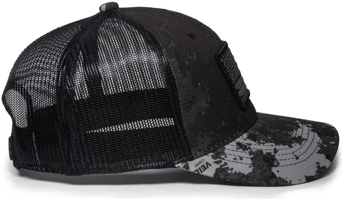 OC Sports USA-170 Polyester Camo Mesh Back Cap - Veil Tac-Black Black | HIT a Double