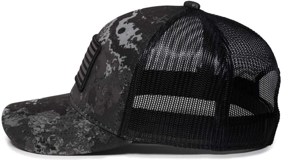 OC Sports USA-170 Polyester Camo Mesh Back Cap - Veil Tac-Black Black | HIT a Double