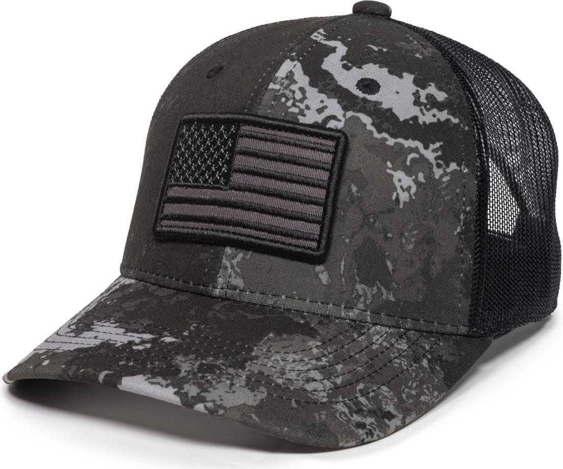 OC Sports USA-170 Polyester Camo Mesh Back Cap - Veil Tac-Black Black | HIT a Double