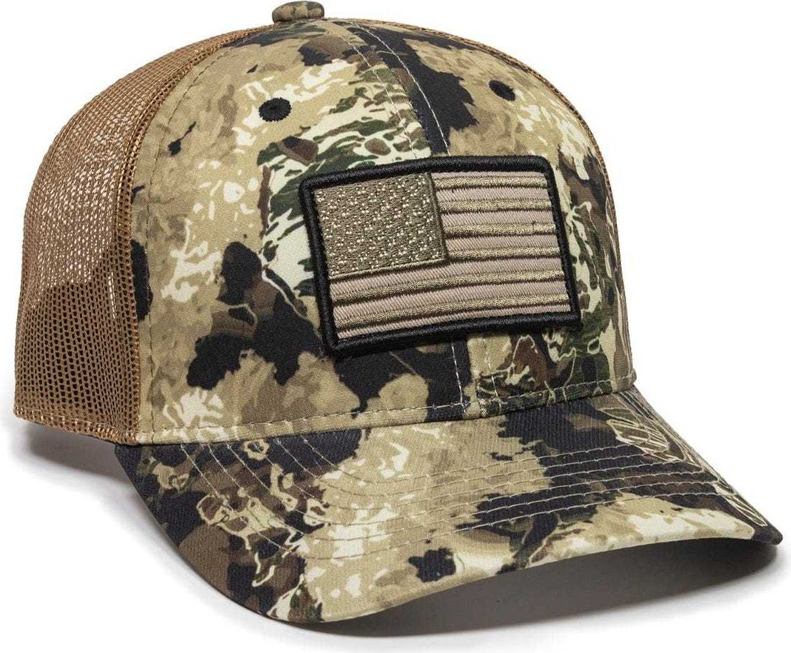 OC Sports USA-170 Polyester Camo Mesh Back Cap - Veil Camo Whitetail Brown | HIT a Double