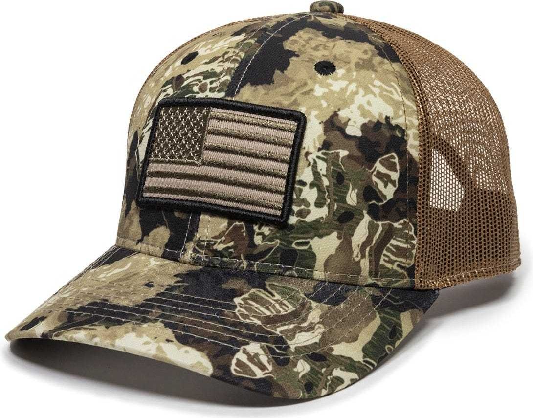 OC Sports USA-170 Polyester Camo Mesh Back Cap - Veil Camo Whitetail Brown | HIT a Double