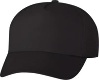 Valucap 8869 Five-Panel Twill Cap - Black - Black / 6 5/8’’ - 7 3/8’’