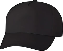 Valucap 8869 Five Panel Twill Cap Black Black / 6 5/8’’ 7 3/8’’