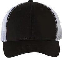 Valucap AH80 Bio-Washed Trucker Cap - Black White - Black White / One Size Fits Most