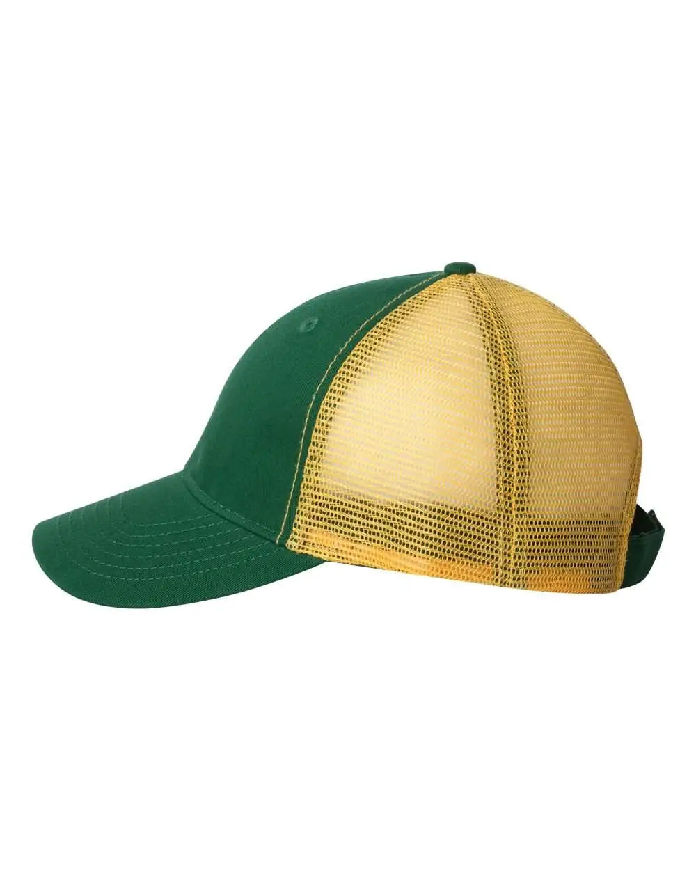 Valucap AH80 Bio-Washed Trucker Cap - Dark Green Gold - Forest Gold / One Size Fits Most