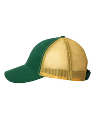 Valucap AH80 Bio-Washed Trucker Cap - Dark Green Gold - Forest Gold / One Size Fits Most