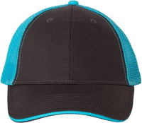 Valucap S102 Sandwich Trucker Cap - Charcoal Neon Blue - Charcoal Neon Blue / One Size Fits Most