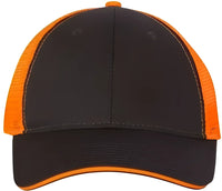 Valucap S102 Sandwich Trucker Cap Charcoal Neon Orange Dark Gray Orange / 6 5/8’’ 7 3/8’’