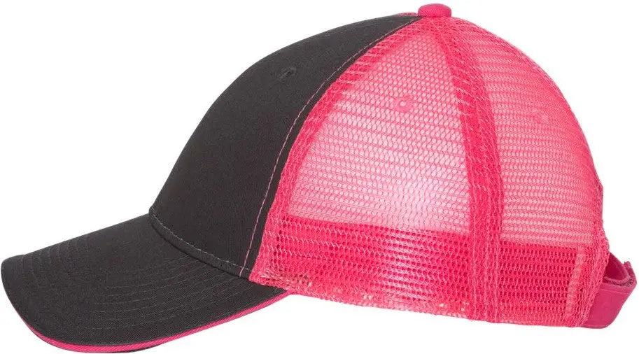 Valucap S102 Sandwich Trucker Cap - Charcoal Neon Pink - Charcoal Neon Pink / One Size Fits Most