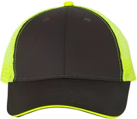 Valucap S102 Sandwich Trucker Cap Charcoal Neon Yellow Dark Gray Yellow / 6 5/8’’ 7 3/8’’