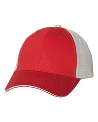 Valucap S102 Sandwich Trucker Cap - Red White - Red White / One Size Fits Most