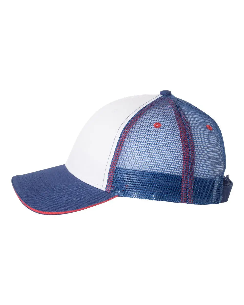 Valucap S102 Sandwich Trucker Cap - White Royal Red - White Royal Red / One Size Fits Most