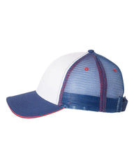 Valucap S102 Sandwich Trucker Cap - White Royal Red - White Royal Red / One Size Fits Most