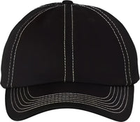 Valucap VC300A Adult Bio Washed Classic Dads Cap Black Stone Stitch Black Gray / 6 5/8’’ 7 3/8’’